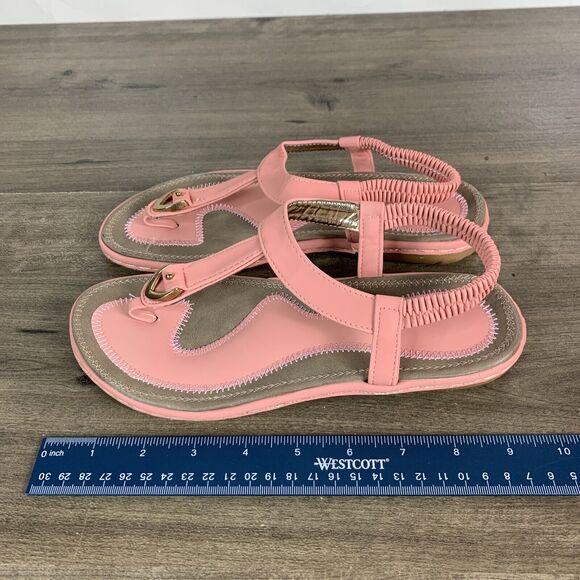 Socosands Womens Sandals Size 8 EUR 39 Orange Comfort Slip On Padded New T Strap - Picture 5 of 10